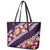 Purple Polynesia Leather Tote Bag Plumeria With Hibiscus Pattern Tropical Vibes