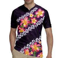 Purple Polynesia Rugby Jersey Plumeria With Hibiscus Pattern Tropical Vibes