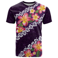 Purple Polynesia T Shirt Plumeria With Hibiscus Pattern Tropical Vibes