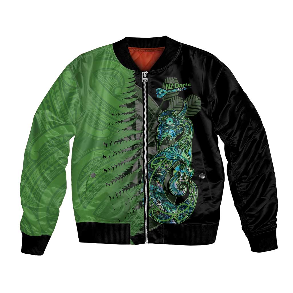 Personalised New Zealand Darts Bomber Jacket Aotearoa Maori Fern Mix Manaia Tattoo