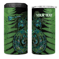 Personalised New Zealand Darts 4 in 1 Can Cooler Tumbler Aotearoa Maori Fern Mix Manaia Tattoo
