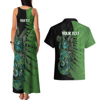 Personalised New Zealand Darts Couples Matching Tank Maxi Dress and Hawaiian Shirt Aotearoa Maori Fern Mix Manaia Tattoo LT14 - Polynesian Pride