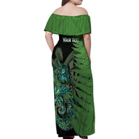 Personalised New Zealand Darts Family Matching Off Shoulder Maxi Dress and Hawaiian Shirt Aotearoa Maori Fern Mix Manaia Tattoo LT14 - Polynesian Pride
