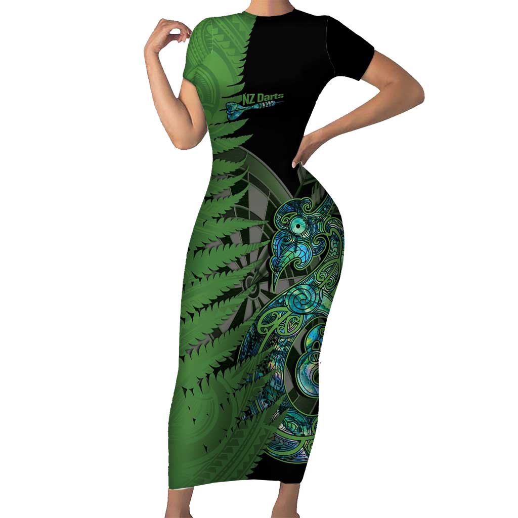 Personalised New Zealand Darts Family Matching Short Sleeve Bodycon Dress and Hawaiian Shirt Aotearoa Maori Fern Mix Manaia Tattoo