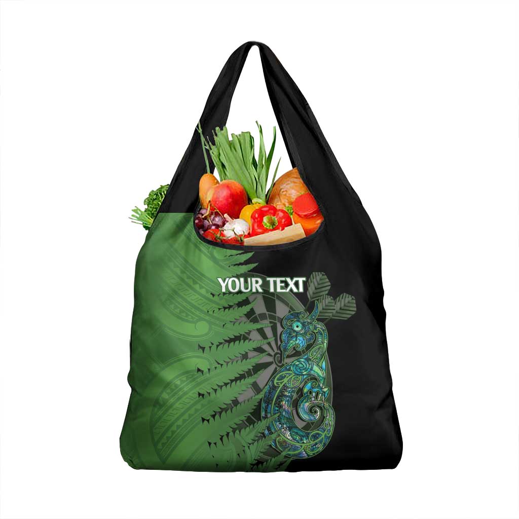 Personalised New Zealand Darts Grocery Bag Aotearoa Maori Fern Mix Manaia Tattoo