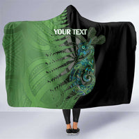 Personalised New Zealand Darts Hooded Blanket Aotearoa Maori Fern Mix Manaia Tattoo LT14 One Size Green - Polynesian Pride