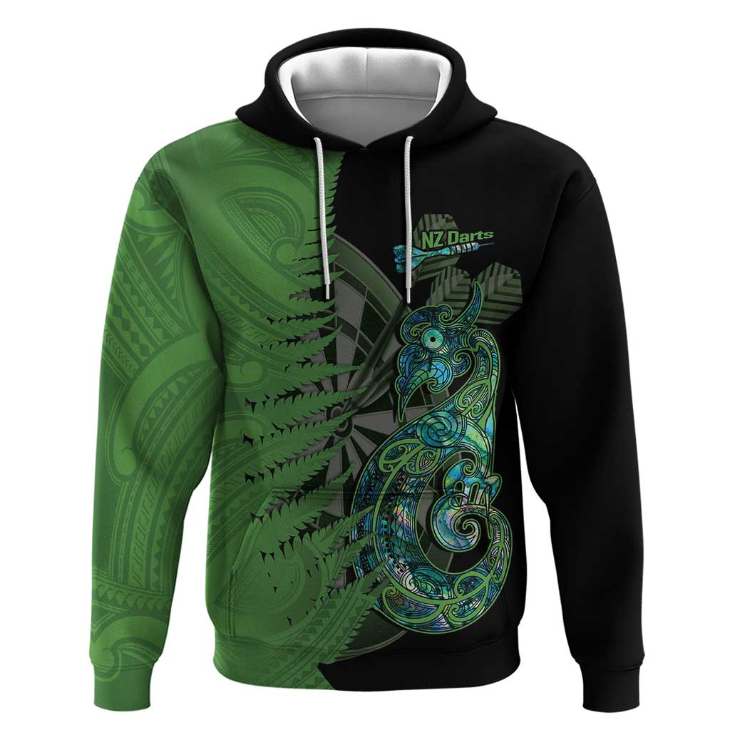 Personalised New Zealand Darts Hoodie Aotearoa Maori Fern Mix Manaia Tattoo