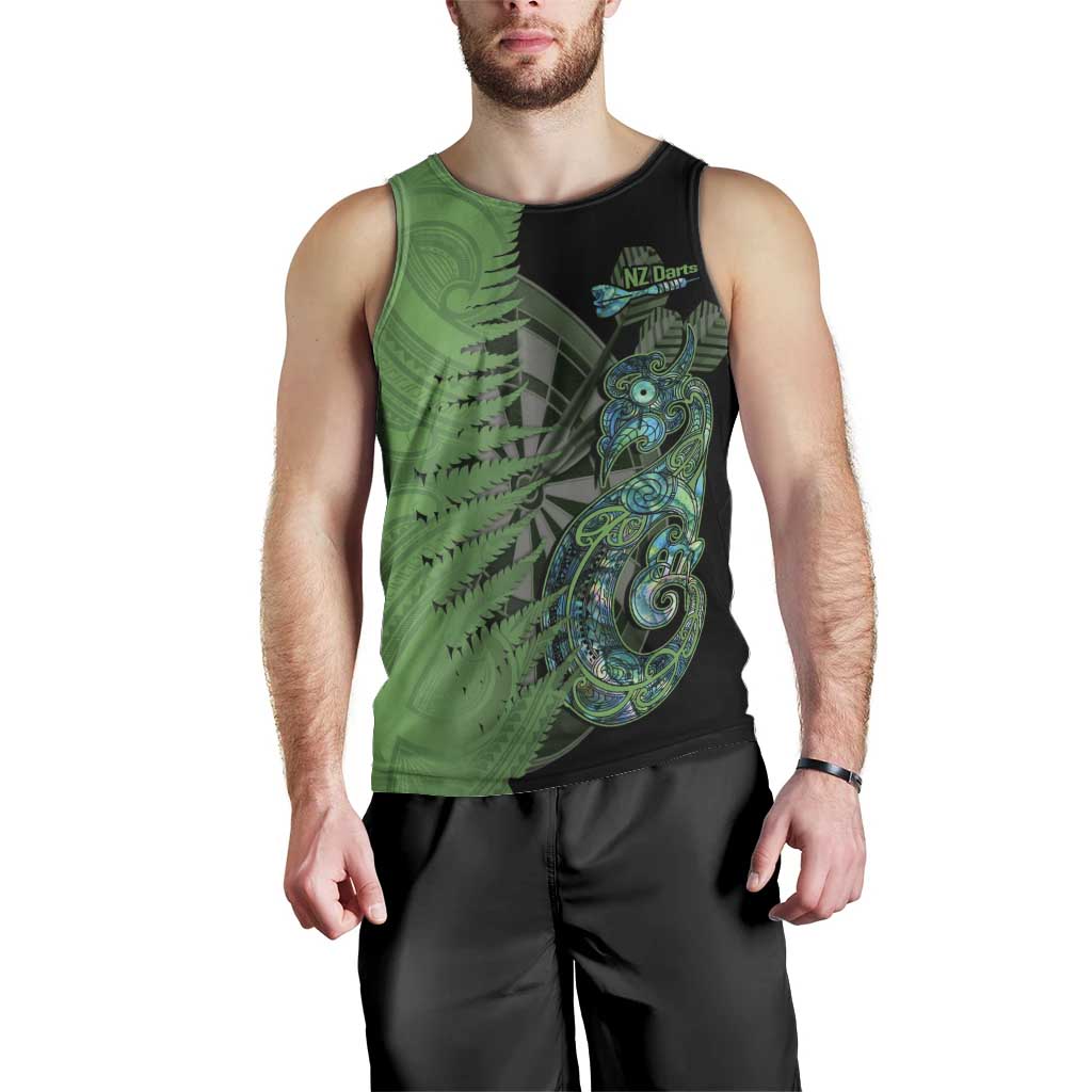 Personalised New Zealand Darts Men Tank Top Aotearoa Maori Fern Mix Manaia Tattoo LT14 - Polynesian Pride