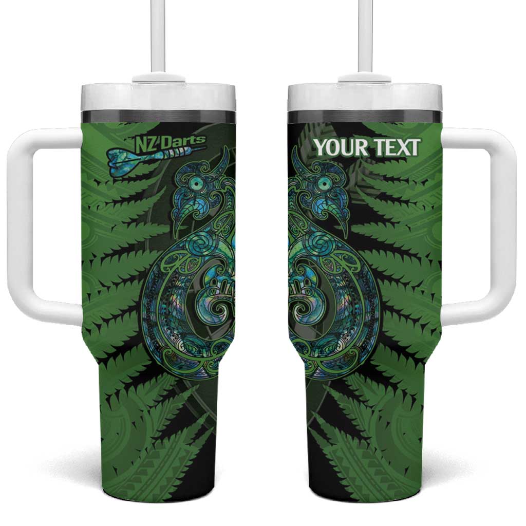 Personalised New Zealand Darts Tumbler With Handle Aotearoa Maori Fern Mix Manaia Tattoo