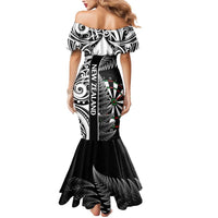Personalised New Zealand Darts Mermaid Dress Aotearoa Fern Mix Paua Shell Manaia - Black LT14 - Polynesian Pride