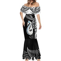 Personalised New Zealand Darts Mermaid Dress Aotearoa Fern Mix Paua Shell Manaia - Black LT14 - Polynesian Pride