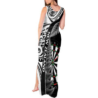 Personalised New Zealand Darts Tank Maxi Dress Aotearoa Fern Mix Paua Shell Manaia - Black