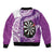 Personalised New Zealand Darts Bomber Jacket Aotearoa Fern Mix Paua Shell Manaia - Purple