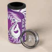 Personalised New Zealand Darts 4 in 1 Can Cooler Tumbler Aotearoa Fern Mix Paua Shell Manaia - Purple