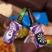 Personalised New Zealand Darts 4 in 1 Can Cooler Tumbler Aotearoa Fern Mix Paua Shell Manaia - Purple