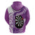 Personalised New Zealand Darts Hoodie Aotearoa Fern Mix Paua Shell Manaia - Purple