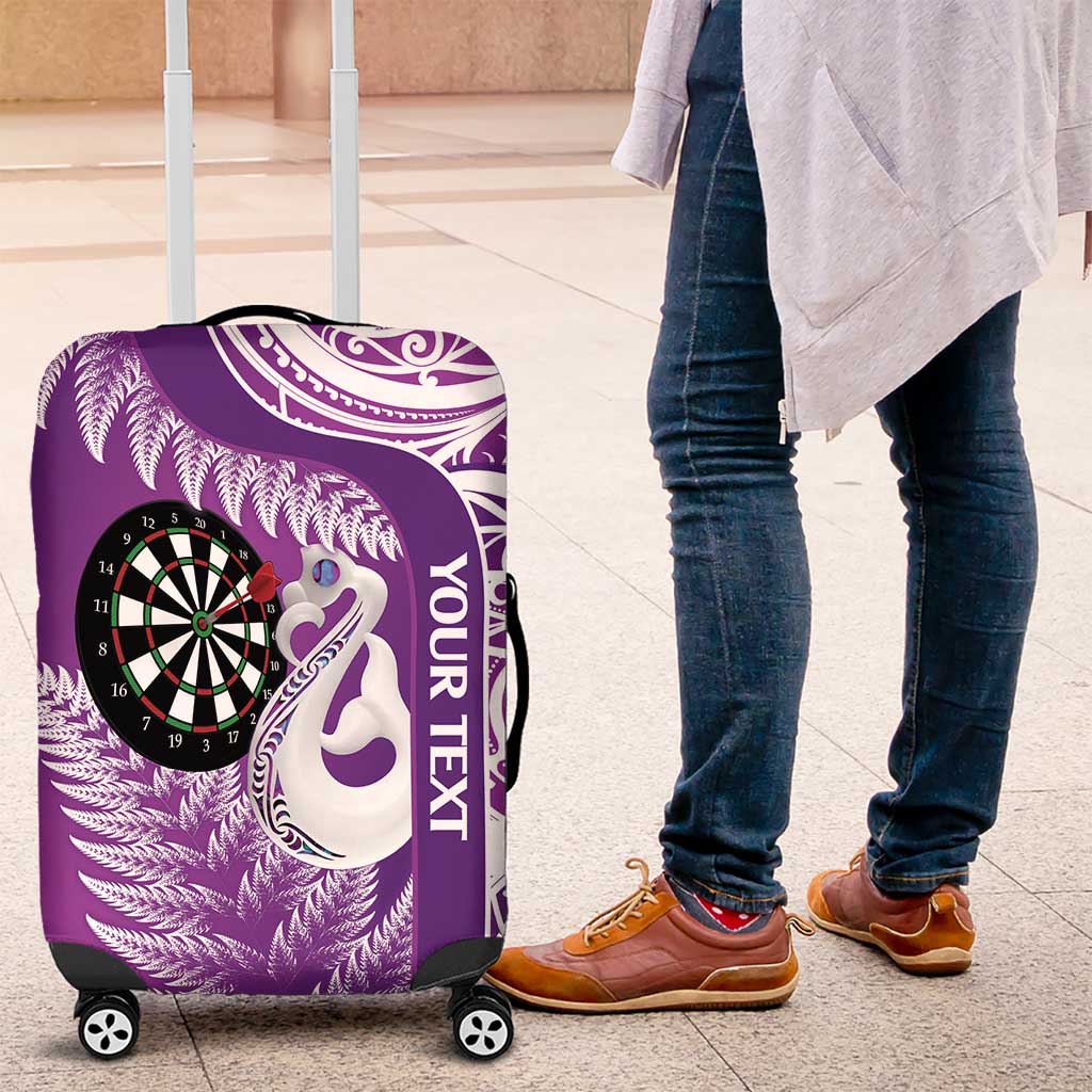 Personalised New Zealand Darts Luggage Cover Aotearoa Fern Mix Paua Shell Manaia - Purple LT14 Purple - Polynesian Pride