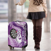 Personalised New Zealand Darts Luggage Cover Aotearoa Fern Mix Paua Shell Manaia - Purple LT14 - Polynesian Pride