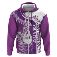Personalised New Zealand Darts Zip Hoodie Aotearoa Fern Mix Paua Shell Manaia - Purple LT14 Zip Hoodie Purple - Polynesian Pride