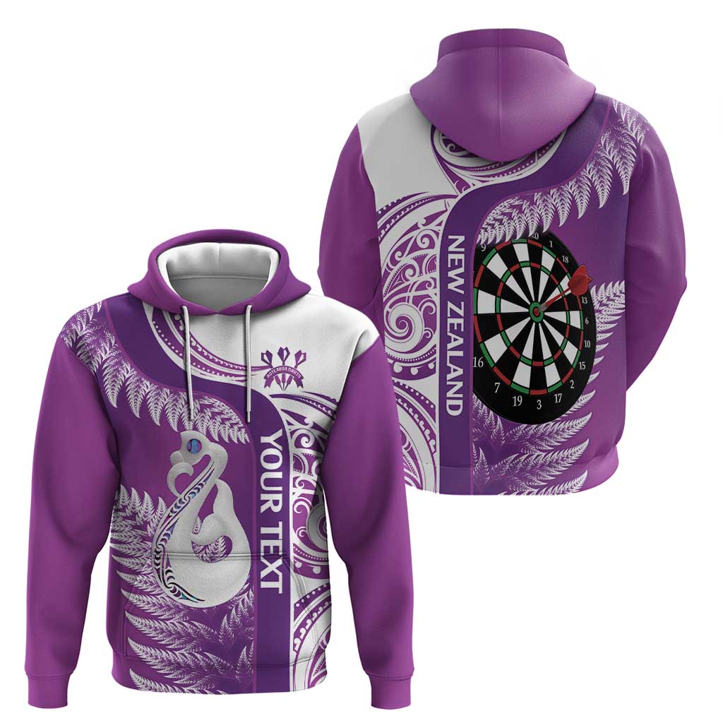 Personalised New Zealand Darts Zip Hoodie Aotearoa Fern Mix Paua Shell Manaia - Purple LT14 - Polynesian Pride