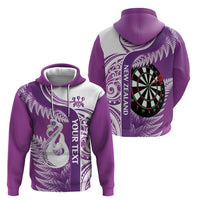 Personalised New Zealand Darts Zip Hoodie Aotearoa Fern Mix Paua Shell Manaia - Purple LT14 - Polynesian Pride