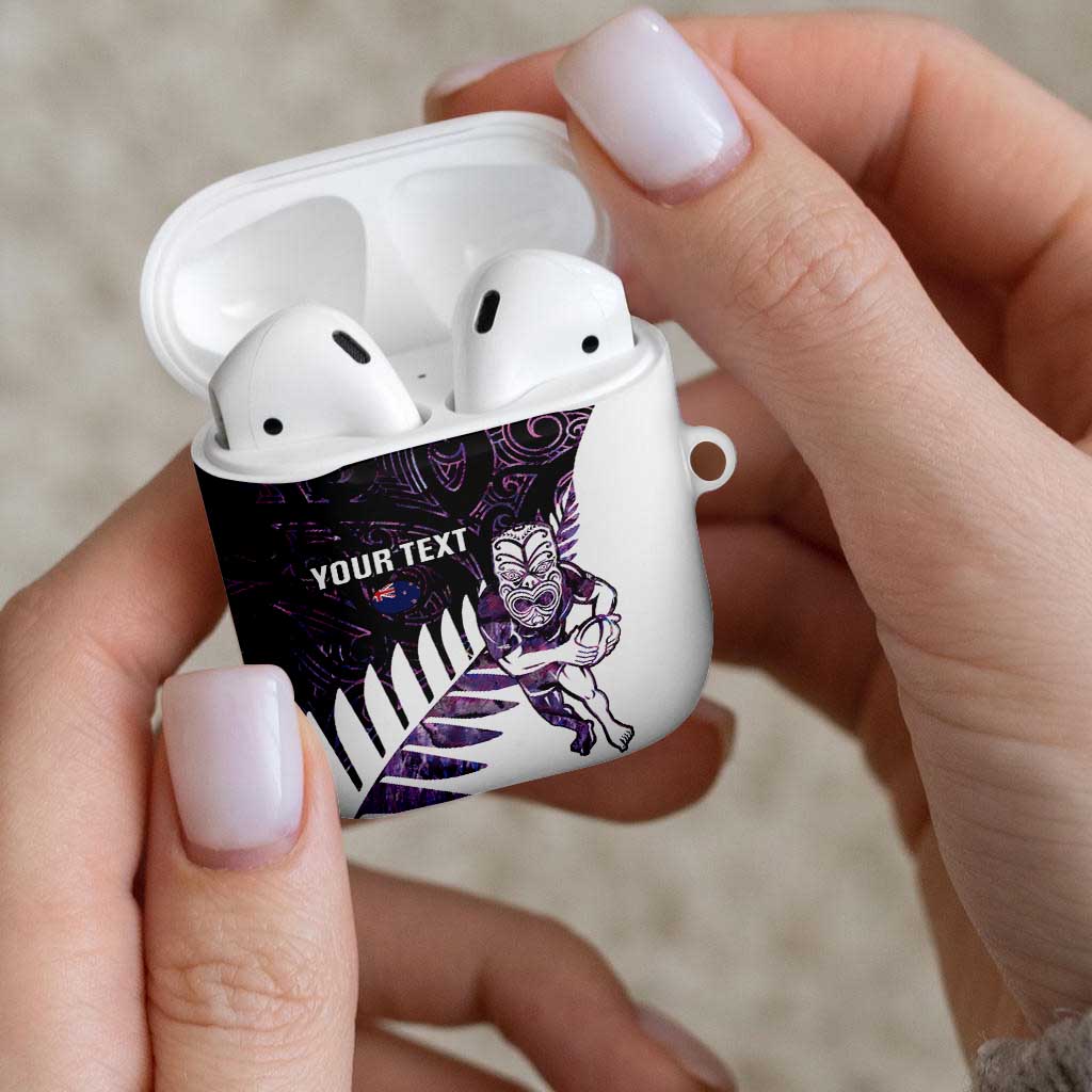 New Zealand Silver Fern Rugby Custom AirPods Case Go All Black Purple Maori Paua Shell - Polynesian Pride
