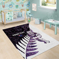 New Zealand Silver Fern Rugby Custom Area Rug Go All Black Purple Maori Paua Shell - Polynesian Pride