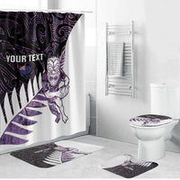 New Zealand Silver Fern Rugby Custom Bathroom Set Go All Black Purple Maori Paua Shell - Polynesian Pride