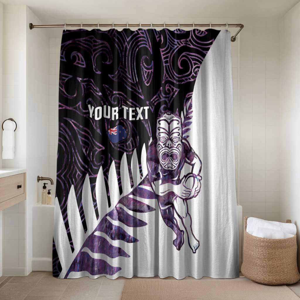 New Zealand Silver Fern Rugby Custom Bathroom Set Go All Black Purple Maori Paua Shell - Polynesian Pride