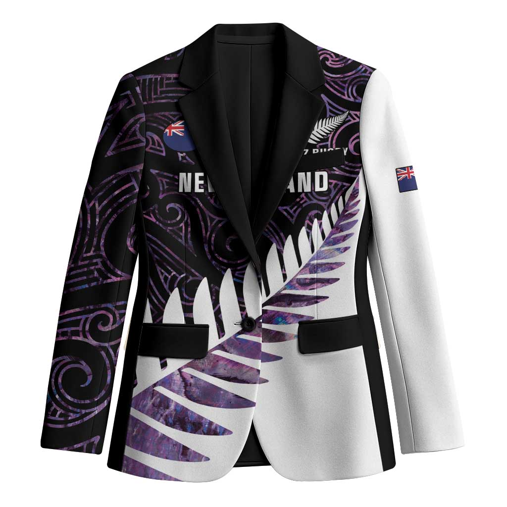 New Zealand Silver Fern Rugby Custom Blazer Go All Black Purple Maori Paua Shell - Polynesian Pride