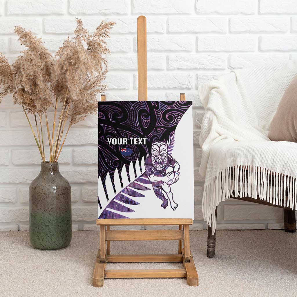 New Zealand Silver Fern Rugby Custom Canvas Wall Art Go All Black Purple Maori Paua Shell - Polynesian Pride
