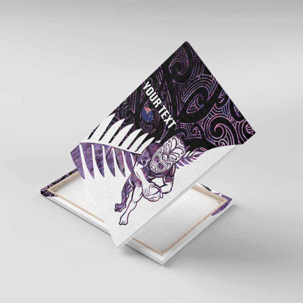New Zealand Silver Fern Rugby Custom Canvas Wall Art Go All Black Purple Maori Paua Shell - Polynesian Pride