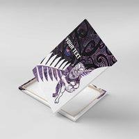 New Zealand Silver Fern Rugby Custom Canvas Wall Art Go All Black Purple Maori Paua Shell - Polynesian Pride