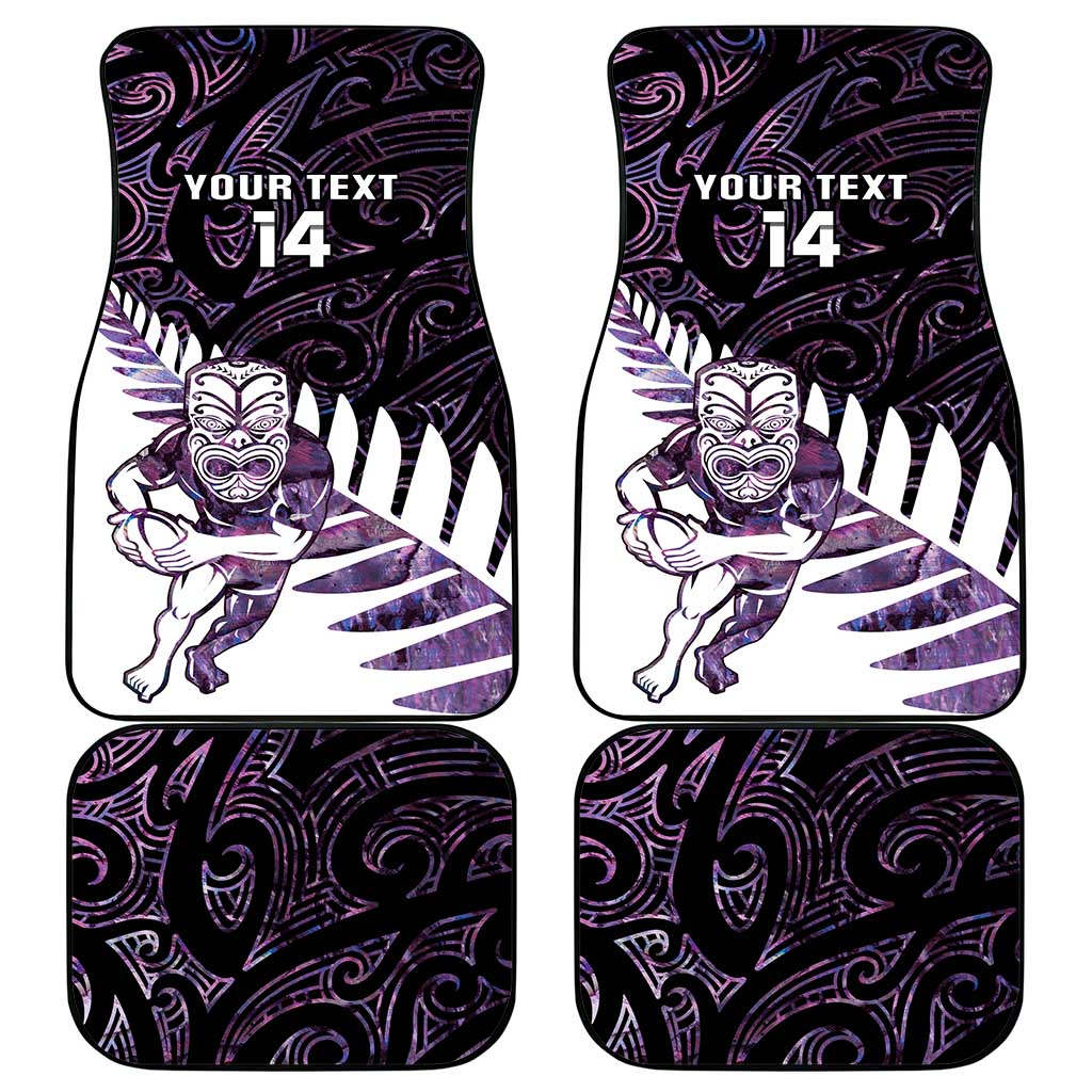 New Zealand Silver Fern Rugby Custom Car Mats Go All Black Purple Maori Paua Shell - Polynesian Pride
