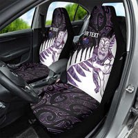 New Zealand Silver Fern Rugby Custom Car Seat Cover Go All Black Purple Maori Paua Shell - Polynesian Pride