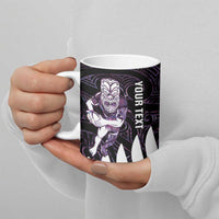 New Zealand Silver Fern Rugby Custom Ceramic Mug Go All Black Purple Maori Paua Shell - Polynesian Pride