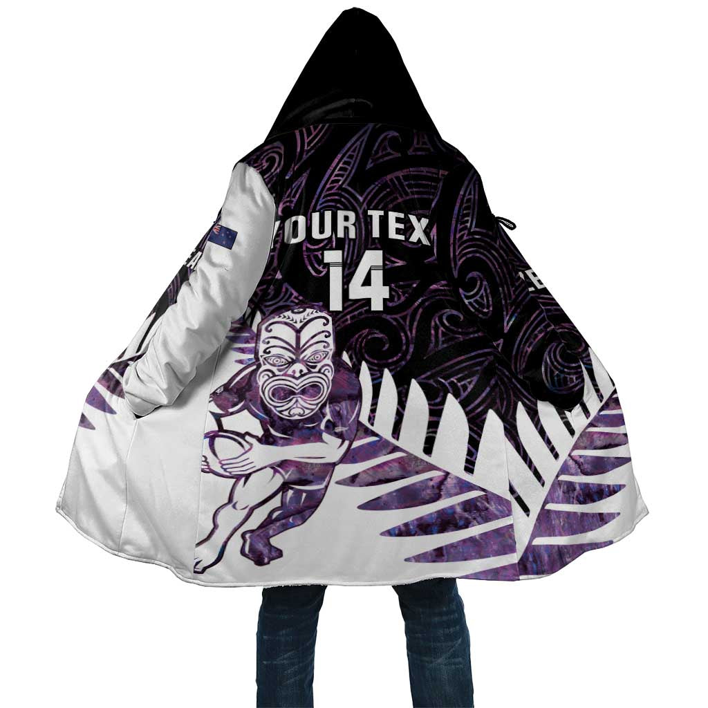 New Zealand Silver Fern Rugby Custom Cloak Go All Black Purple Maori Paua Shell - Polynesian Pride