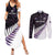 New Zealand Silver Fern Rugby Custom Couples Matching Summer Maxi Dress and Long Sleeve Button Shirt Go All Black Purple Maori Paua Shell - Polynesian Pride