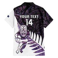 New Zealand Silver Fern Rugby Custom Hawaiian Shirt Go All Black Purple Maori Paua Shell - Polynesian Pride