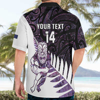 New Zealand Silver Fern Rugby Custom Hawaiian Shirt Go All Black Purple Maori Paua Shell - Polynesian Pride