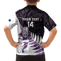 New Zealand Silver Fern Rugby Custom Hawaiian Shirt Go All Black Purple Maori Paua Shell - Polynesian Pride