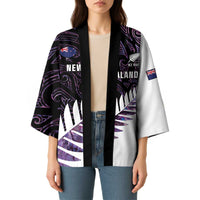 New Zealand Silver Fern Rugby Custom Kimono Go All Black Purple Maori Paua Shell - Polynesian Pride