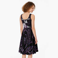New Zealand Silver Fern Rugby Custom Midi Dress Go All Black Purple Maori Paua Shell - Polynesian Pride