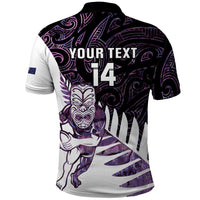 New Zealand Silver Fern Rugby Custom Polo Shirt Go All Black Purple Maori Paua Shell - Polynesian Pride
