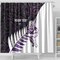 New Zealand Silver Fern Rugby Custom Shower Curtain Go All Black Purple Maori Paua Shell - Polynesian Pride