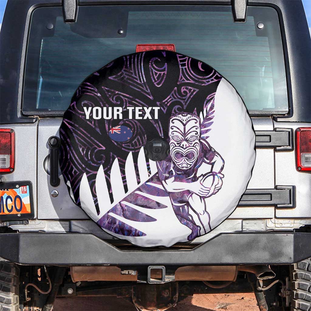 New Zealand Silver Fern Rugby Custom Spare Tire Cover Go All Black Purple Maori Paua Shell - Polynesian Pride