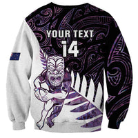 New Zealand Silver Fern Rugby Custom Sweatshirt Go All Black Purple Maori Paua Shell - Polynesian Pride