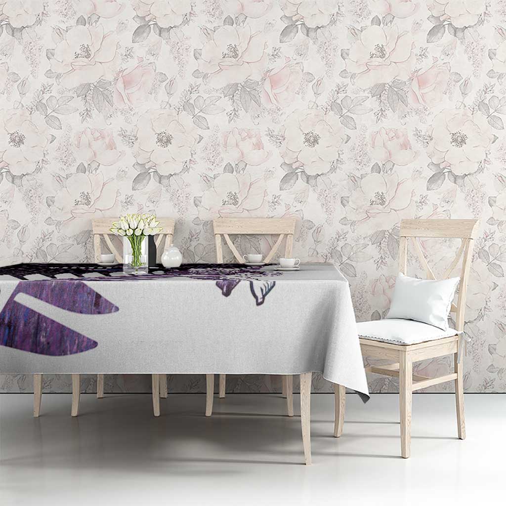 New Zealand Silver Fern Rugby Custom Tablecloth Go All Black Purple Maori Paua Shell - Polynesian Pride