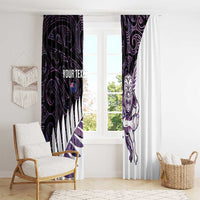 New Zealand Silver Fern Rugby Custom Window Curtain Go All Black Purple Maori Paua Shell - Polynesian Pride