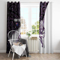 New Zealand Silver Fern Rugby Custom Window Curtain Go All Black Purple Maori Paua Shell - Polynesian Pride